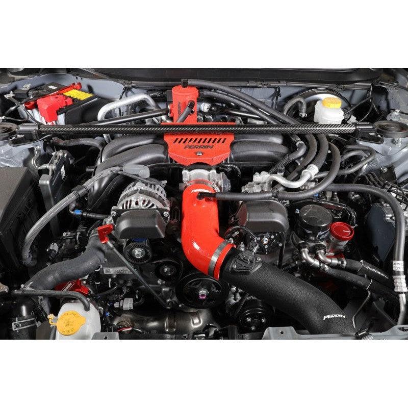 Perrin 22-23 Subaru BRZ/Toyota GR86 Silicone Inlet Hose (3in. ID / SS Wire) - Red - Saikospeed
