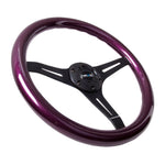NRG Classic Wood Grain Steering Wheel (350mm) Purple Pearl/Flake Paint w/Black 3-Spoke Center