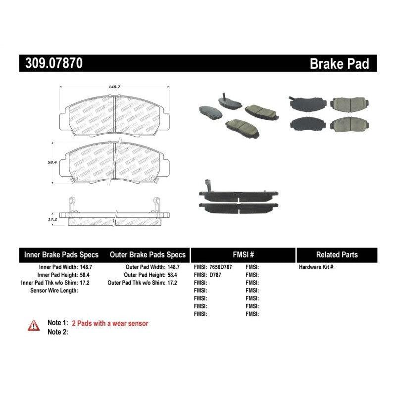 StopTech Performance 04-09 Acura TSX / 09 Accord V6 Coupe ONLY Front Brake Pads - Saikospeed