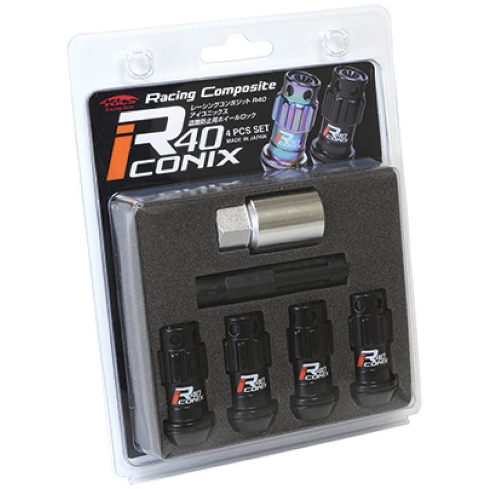 Project Kics 12X1.50 R40 Iconix Black Lug Nut Lock Set - 4