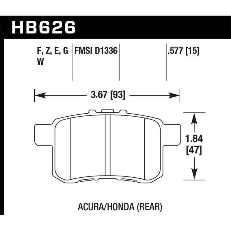 Hawk 08-10 Honda Accord 2.4L/3.0L/3.5L / 09-10 Acura TST 2.4L HPS Street Rear Brake Pads - Saikospeed