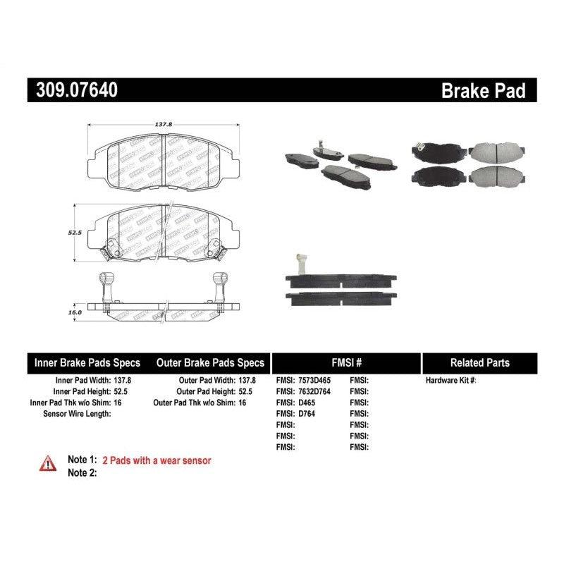 StopTech Performance 98-02 Honda Accord Coupe/Sedan 4cyl Rear Drum/Disc Front Brake Pads - Saikospeed