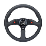 NRG Reinforced Steering Wheel (350mm/ 2.5in. Deep) Sport Leather Racing/ 4mm Matte Black Spoke