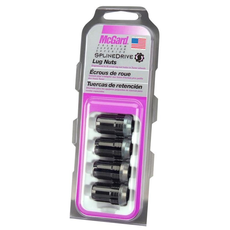 McGard SplineDrive Lug Nut (Cone Seat) M12X1.5 / 1.24in. Length (4-Pack) - Black (Req. Tool) - Saikospeed