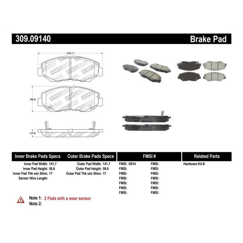 StopTech Performance 03-10 Honda Accord / 02-06 CR-V / 03-08 Pilot Front Brake Pads - Saikospeed