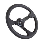 NRG Reinforced Steering Wheel (350mm / 3in. Deep) Bk Leather w/Bk BBall Stitch (Odi Bakchis Edition)