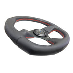 NRG Reinforced Steering Wheel (320mm Horizontal / 330mm Vertical) Leather w/Red Stitching