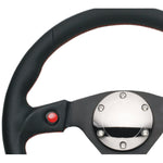 NRG Reinforced Steering Wheel (320mm) Blk Leather w/Dual Buttons
