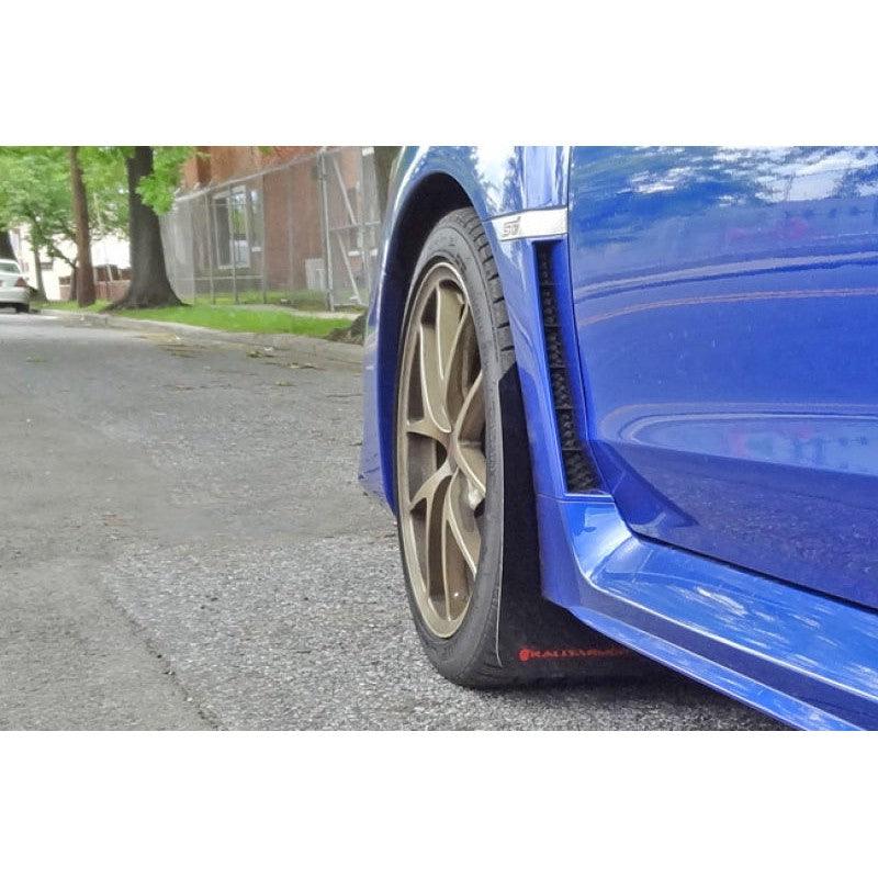 Rally Armor 15-21 Subaru WRX/STI (Sedan ONLY) Black UR Mud Flap w/ Grey Logo - Saikospeed