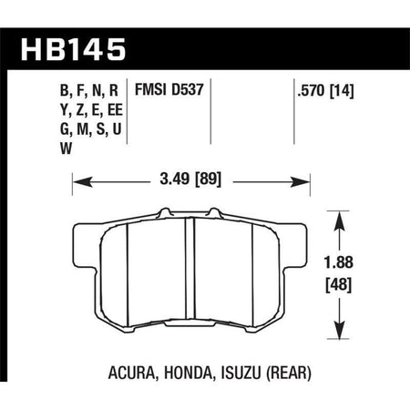 Hawk 02-06 Acura RSX / 02-11 Honda Civic Si / 00-09 S2000 DTC-60 Race Rear Brake Pads - Saikospeed