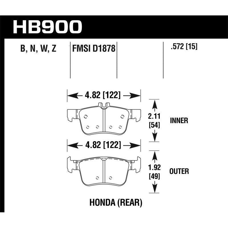 Hawk 16-17 Honda Civic HPS 5.0 Rear Brake Pads - Saikospeed