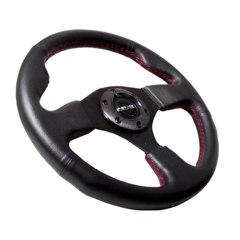 NRG Reinforced Steering Wheel (320mm) Leather w/Red Stitch