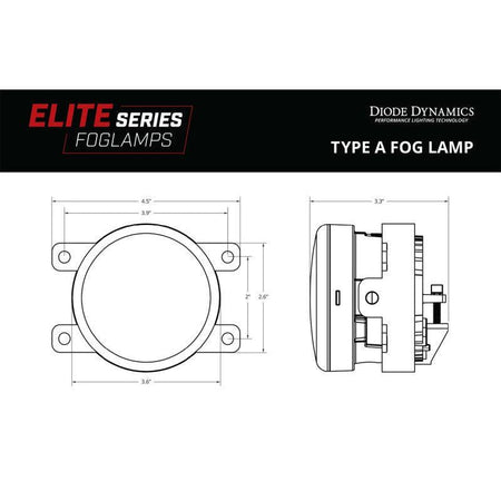 Diode Dynamics Elite Series Type A Fog Lamps - White (Pair) - Saikospeed