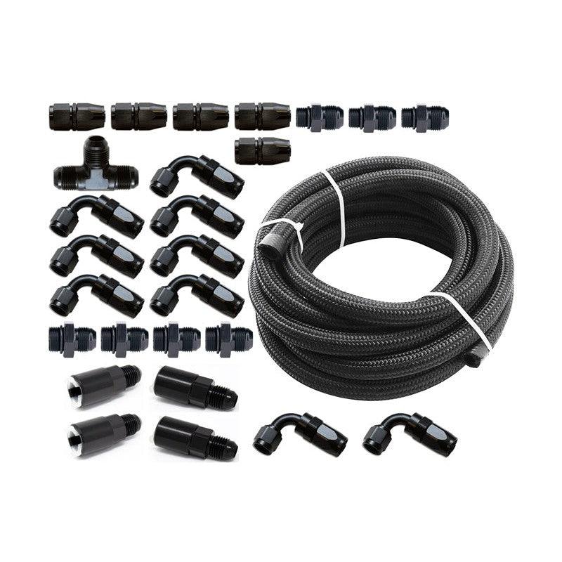 Torque Solution Braided Fuel Line Kit for -6 Aeromotive FPR & Flex Fuel Kit - 02-14 Subaru WRX - Saikospeed