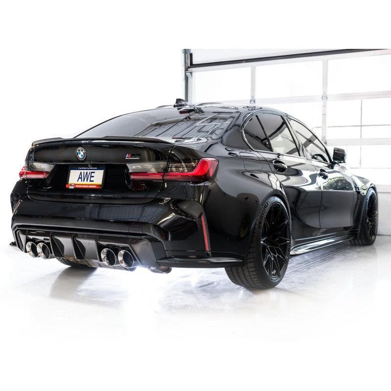 AWE Track Edition Catback Exhaust for BMW G8X M3/M4 - Chrome Silver Tips - Saikospeed