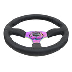 NRG Reinforced Steering Wheel (350mm / 2.5in. Deep) Leather Race Comfort Grip w/4mm Neochrome Spokes