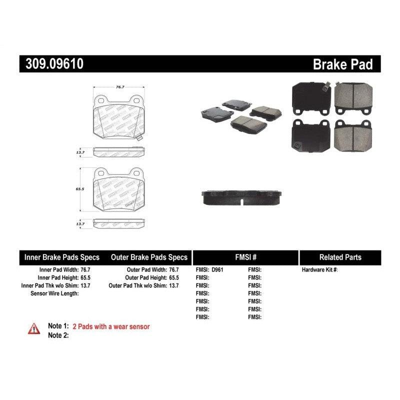 StopTech Performance ST-22 2-Piston Rear Caliper Brake Pads - Saikospeed