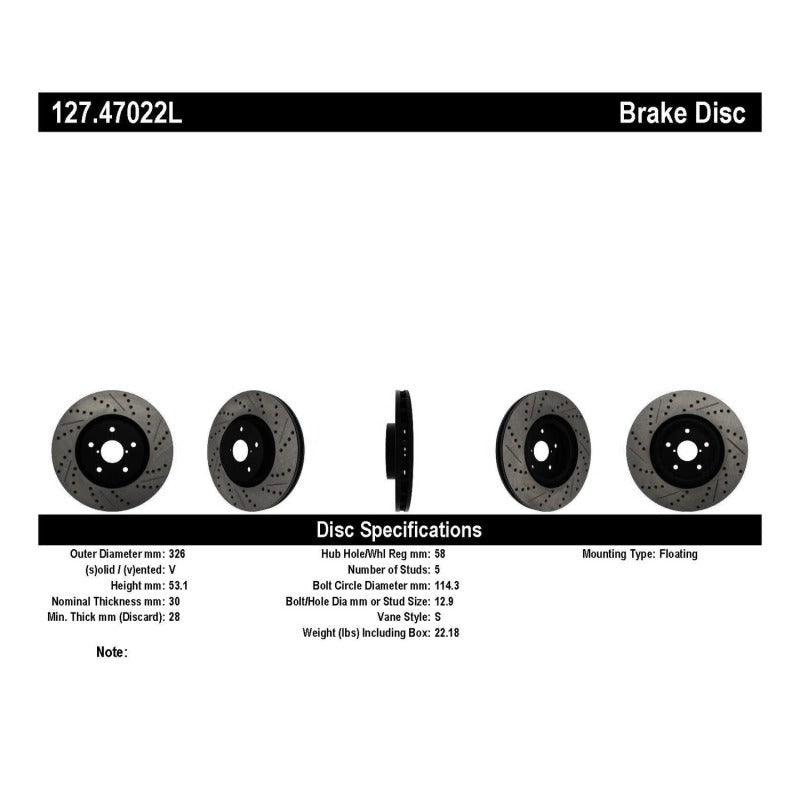 StopTech 05-10 Subaru Impreza WRX/STi Slotted & Drilled Left Front Rotor - Saikospeed