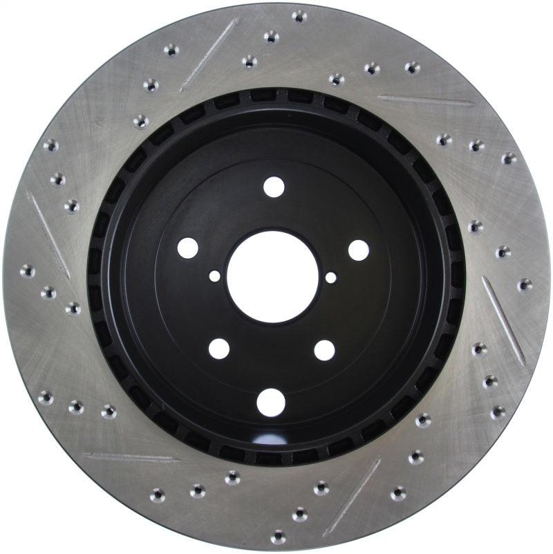 StopTech 08+ Subaru STI (Will Not Fit 05-07) Slotted & Drilled Sport Brake Rotor - Saikospeed