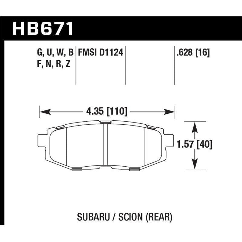 Hawk 2013-2014 Scion FR-S Base 2dr Coupe HPS 5.0 Rear Brake Pads - Saikospeed