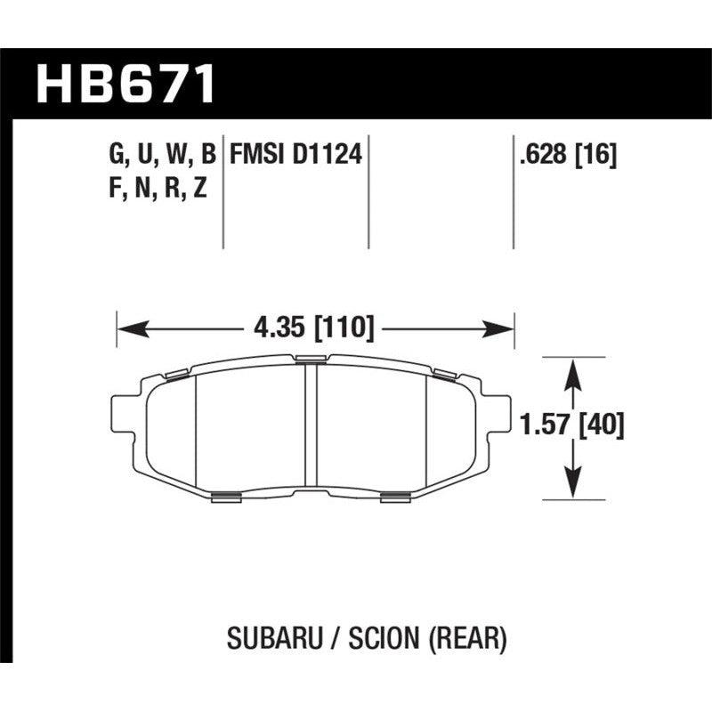 Hawk 13 Scion FR-S / 13 Subaru BRZ/10-12 Legacy 2.5 GT/3.6R HP Plus Street Rear Brake Pads - Saikospeed