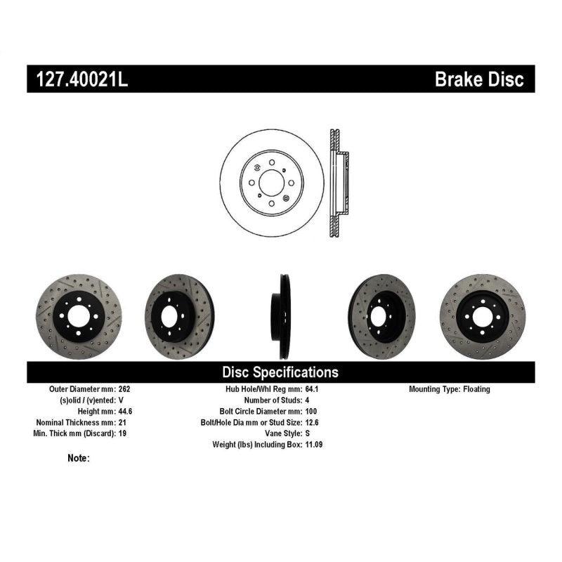 StopTech 90-01 Acura Integra (exc. Type R) / 01-05 Honda Civic / 07+ Honda Fit / 93-97 Del Sol VTEC - Saikospeed