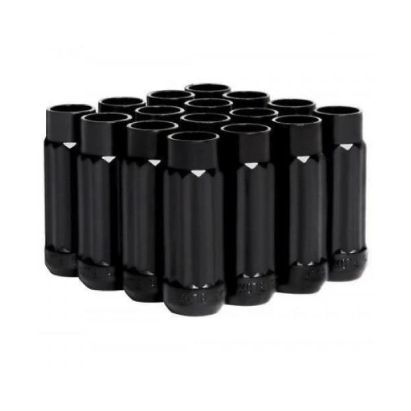 BLOX Racing 12-Sided P17 Tuner Lug Nuts 12x1.5 - Black Steel - Set of 16