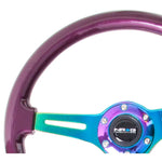 NRG Classic Wood Grain Steering Wheel (350mm) Purple Pearl Paint w/Neochrome 3-Spoke Center