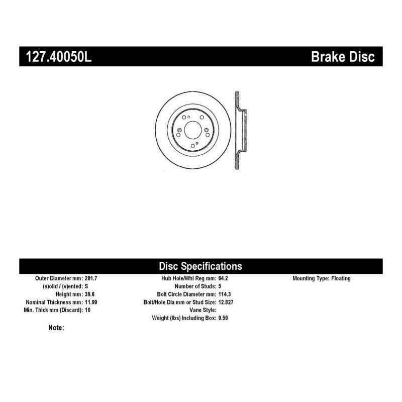 StopTech 00-09 S2000 Slotted & Drilled Left Rear Rotor - Saikospeed