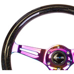 NRG Classic Wood Grain Steering Wheel (350mm) Black Sparkle/Galaxy Color w/Neochrome 3-Spoke