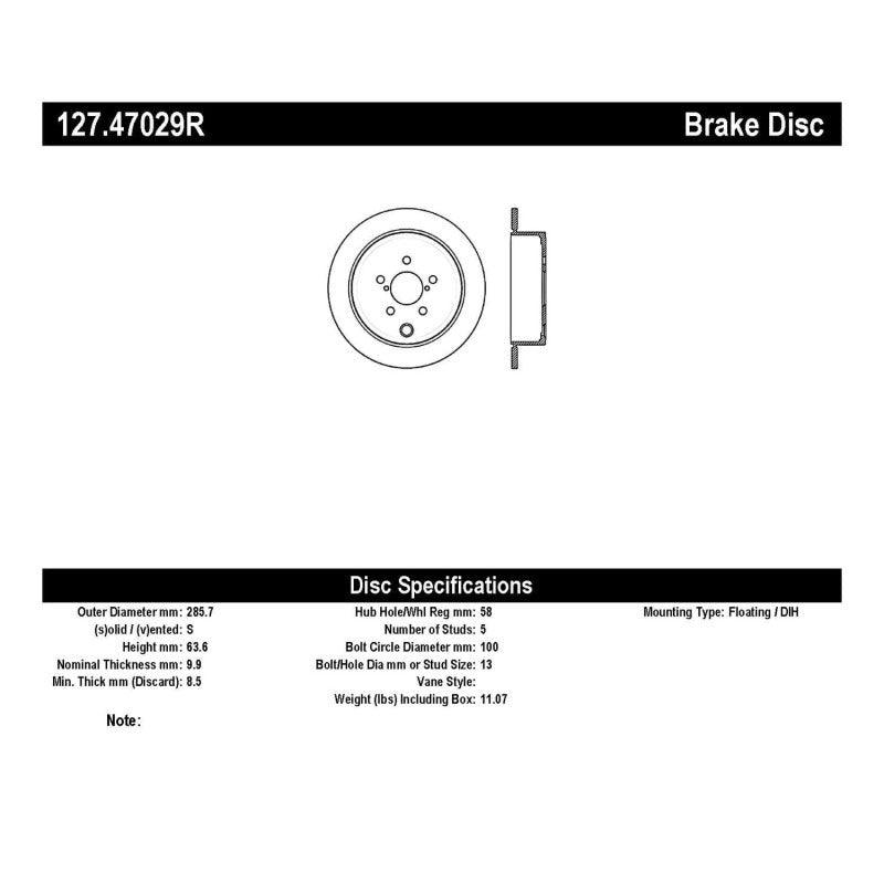 StopTech 08-10 Impreza WRX (Exc STi)/08-10 Impreza Coupe/Sedan Slotted & Drilled Right Rear Rotor - Saikospeed