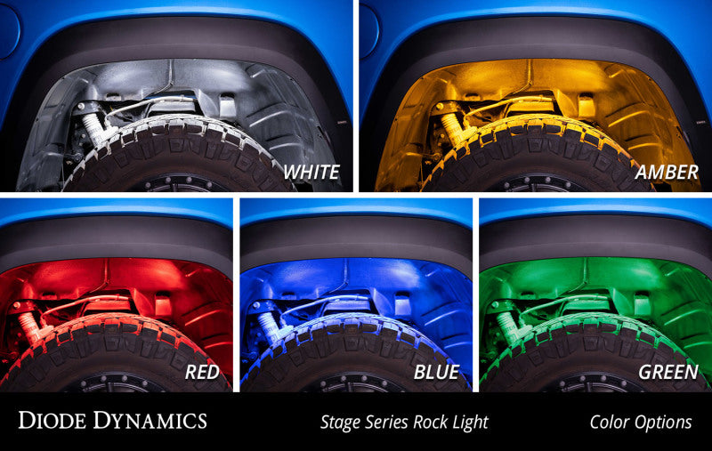 Diode Dynamics Stage Series Single Color LED Rock Light - White Diffused M8 (4-pack)
