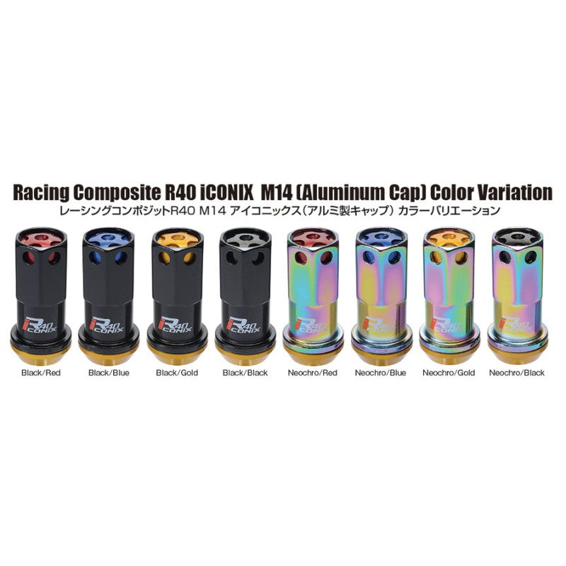 Project Kics 14x1.50 R40 Iconix Lock & Lug Nuts - Neo Chrome w/Gold Cap (16+4 Locks)