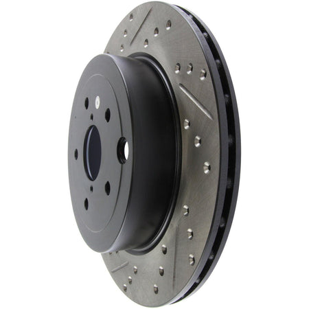 StopTech 08+ Subaru STI (Will Not Fit 05-07) Slotted & Drilled Sport Brake Rotor - Saikospeed