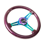 NRG Classic Wood Grain Steering Wheel (350mm) Purple Pearl Paint w/Neochrome 3-Spoke Center