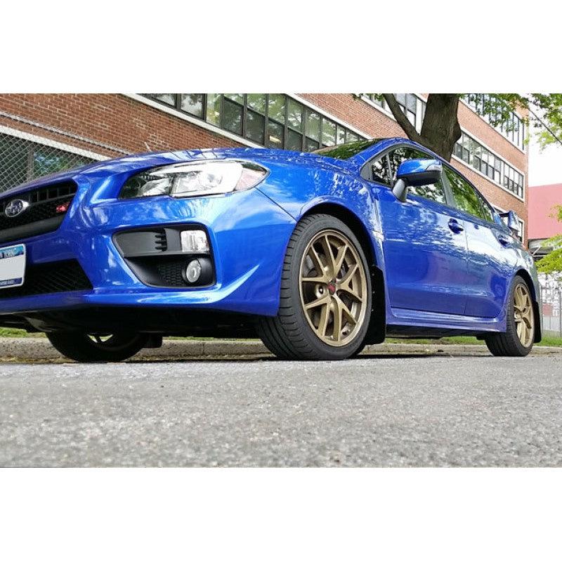 Rally Armor 15-21 Subaru WRX/STI (Sedan ONLY) Black UR Mud Flap w/ Light Blue Logo - Saikospeed