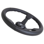 NRG Reinforced Steering Wheel (350mm / 3in. Deep) Bk Leather w/Bk BBall Stitch (Odi Bakchis Edition)