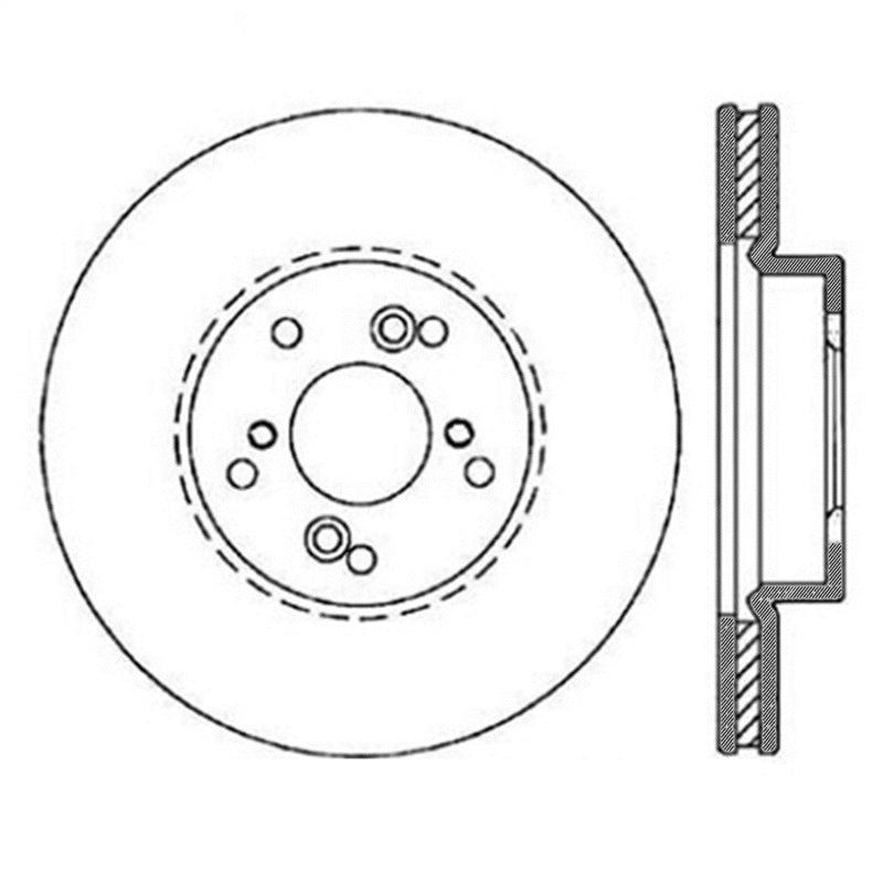 StopTech Power Slot Slotted 99-08 Acura TL (STD Caliper) / 01-03 CL / 04-09 TSX Front Right Rotor - Saikospeed