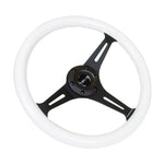 NRG Classic Wood Grain Steering Wheel (350mm) Glow-N-The-Dark Green Grip w/Black 3-Spoke Center