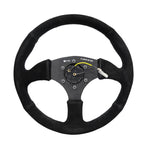 NRG Reinforced Steering Wheel (350mm / 2.5in. Deep) Blk Suede Comfort Grip w/5mm Matte Blk Spokes