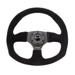 NRG Reinforced Steering Wheel (320mm Horizontal / 330mm Vertical) Black Suede w/Black Stitching