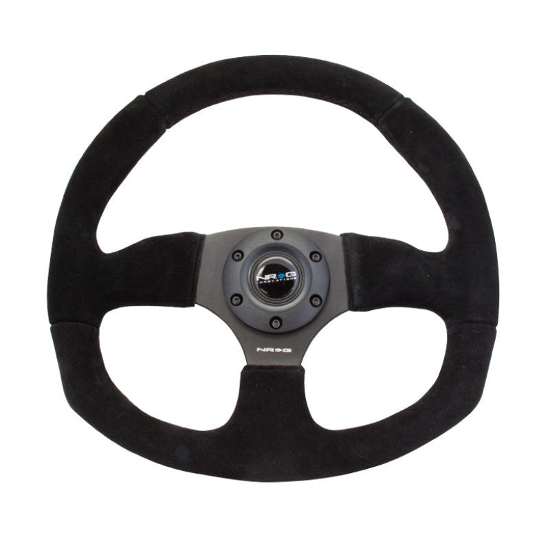 NRG Reinforced Steering Wheel (320mm Horizontal / 330mm Vertical) Black Suede w/Black Stitching