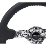 NRG Reinforced Steering Wheel (350mm / 3in. Deep) Blk Leather w/Hydrodipped Digi-Camo Spokes