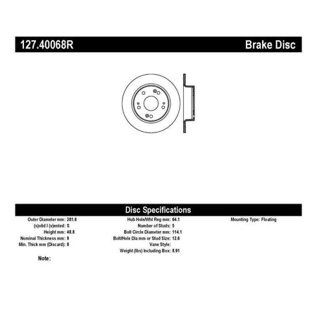 StopTech 09-10 Acura TSX / 08-10 Honda Accord Coupe/05-10 Sedan Right Rear Slotted & Drilled Rotor - Saikospeed