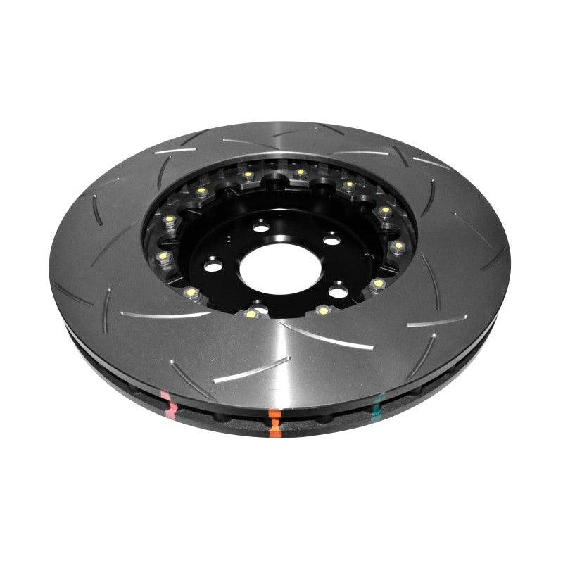 DBA 04-07 STi/2017 BRZ w/Perf. Pkg. 10 Hole Front Slotted 5000 Series 2/PC Rotor Assembled w/Blk Hat - Saikospeed
