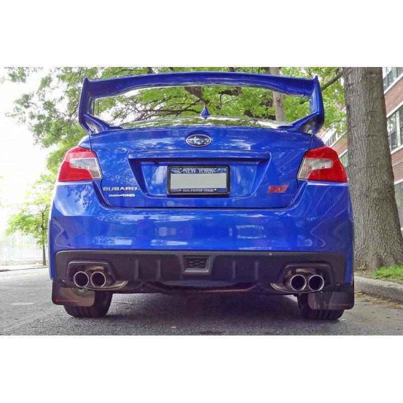 Rally Armor 15-21 Subaru WRX/STI (Sedan ONLY) Red UR Mud Flap w/ White Logo - Saikospeed