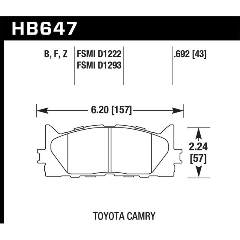 Hawk 2013-2014 Lexus ES300h HPS 5.0 Front Brake Pads