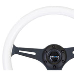 NRG Classic Wood Grain Steering Wheel (350mm) Glow-N-The-Dark Green Grip w/Black 3-Spoke Center