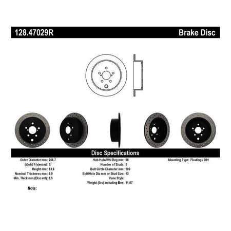 StopTech 08-10 WRX Drilled Right Rear Rotor - Saikospeed