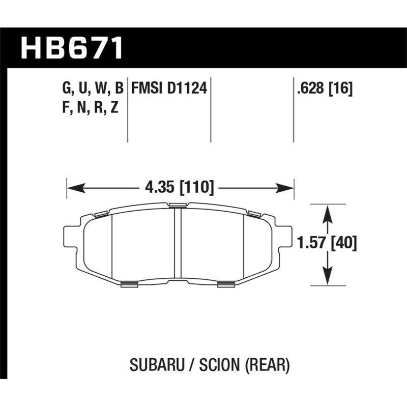 Hawk 13 Scion FR-S / 13 Subaru BRZ/10-12 Legacy 2.5 GT/3.6R DTC-70 Race Rear Brake Pads - Saikospeed